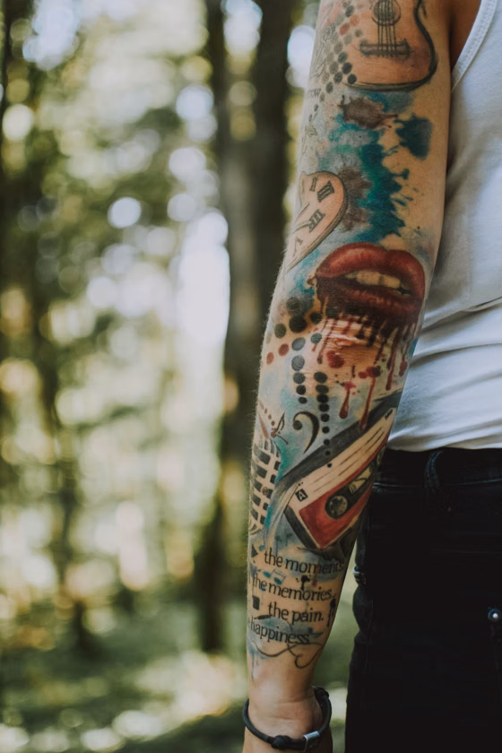 Manchette old school en patchwork (tatouage old school)